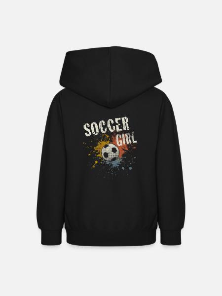 Fußball Mädchen - Teenager Hoodie - Schwarz