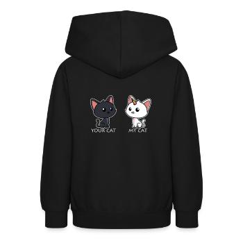 Deine Katze Meine Katze - Teenager Hoodie - Schwarz - Hinten - AI Model Teenager Male light (155cm)