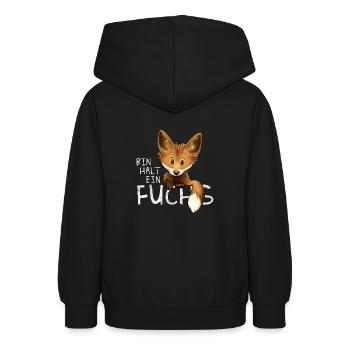 Bin halt ein Fuchs verwegen lustiges Statement - Teenager Hoodie - Schwarz - Hinten - AI Model Teenager Male light (155cm)