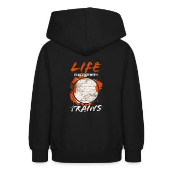 Chemin de fer - Sweat à capuche Ado - noir - Dos - AI Model Teenager Male light (155cm)