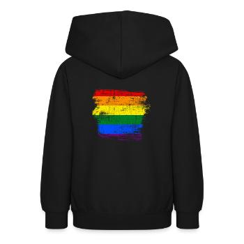 LGBT Rainbow Flag - Teen Hoodie - black - Back - AI Model Teenager Male light (155cm)