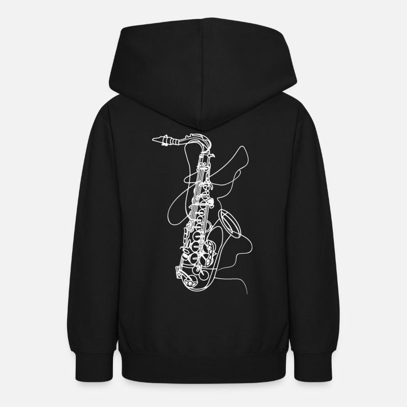 Croquis de saxophone - Sweat à capuche Ado - noir