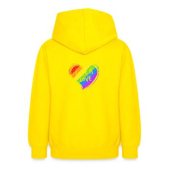 Love is Love Heart LGBT Pride design Gay Lesbian - Teen Hoodie - yellow - Back - AI Model Teenager Male dark (155cm)