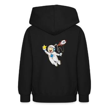 astronaute petit dessin animé - Sweat à capuche Ado - noir - Dos - AI Model Teenager Male light (155cm)