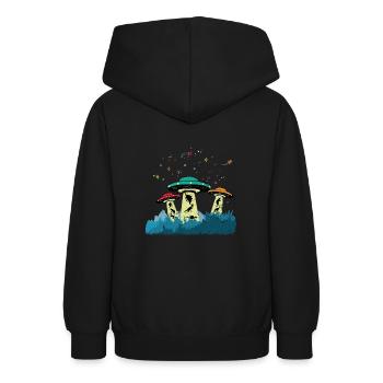 Dinos UFOs Aliens - Teenager Hoodie - Schwarz - Hinten - AI Model Teenager Male light (155cm)