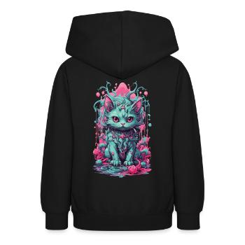 Gothique Pastel chat Halloween démon chaton - Sweat à capuche Ado - noir - Dos - AI Model Teenager Male light (155cm)