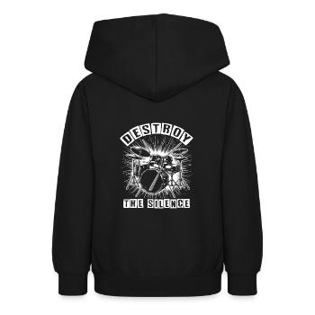 Schlagzeug Schlagzeuger Destroy Silence Rockband - Teenager Hoodie - Schwarz - Hinten - AI Model Teenager Male light (155cm)