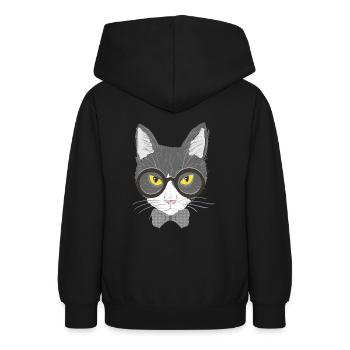 Katzengesicht - Teenager Hoodie - Schwarz - Hinten - AI Model Teenager Male light (155cm)