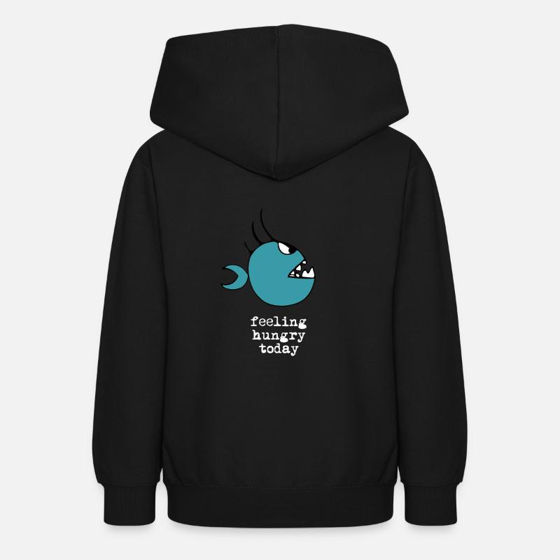 Piranha affamé dessin blanc - Sweat à capuche Ado - noir