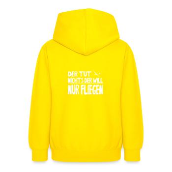 Idée cadeau pour les planeurs | T-shirts de vol à voile - Sweat à capuche Ado - jaune - Dos - AI Model Teenager Male dark (155cm)