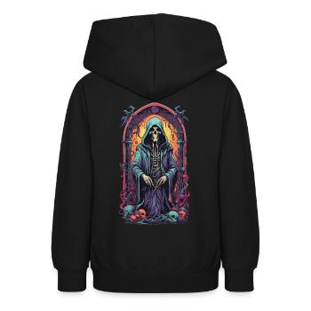Gothic Grim Reaper Hexen Magier Kunstwerk - Teenager Hoodie - Schwarz - Hinten - AI Model Teenager Male light (155cm)