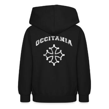 Kreuz Okzitanisch, Vintage - Teenager Hoodie - Schwarz - Hinten - AI Model Teenager Male light (155cm)