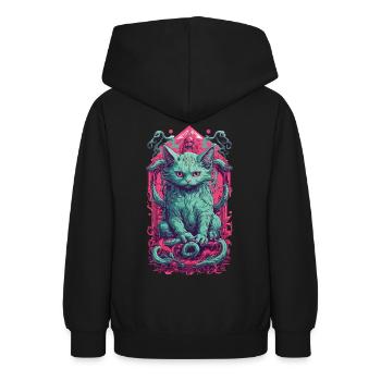 Creepy Demons Cat Halloween Underworld Design - Teen Hoodie - black - Back - AI Model Teenager Male light (155cm)