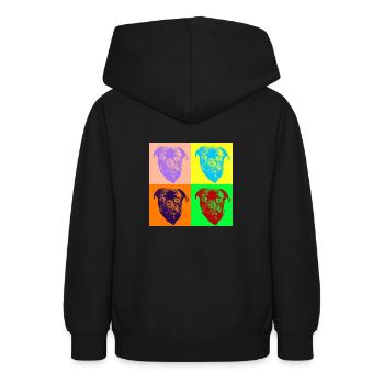 Pop Art Style Süßer Mops Hundekopf - Geschenkidee - Teenager Hoodie - Schwarz - Hinten - AI Model Teenager Male light (155cm)