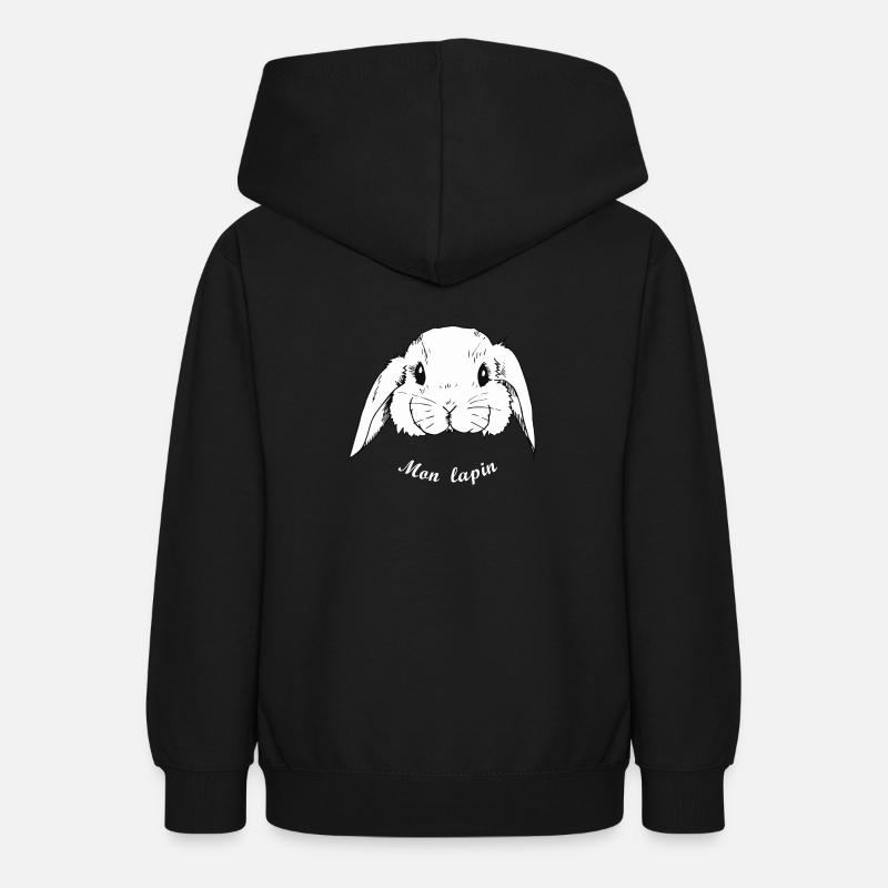 Lapin blanc - Sweat à capuche Ado - noir