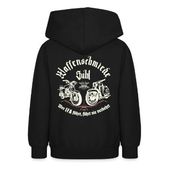Waffenschmiede Suhl - Simson S51 - Schwalbe KR51 - Teenager Hoodie - Schwarz - Hinten - AI Model Teenager Male light (155cm)