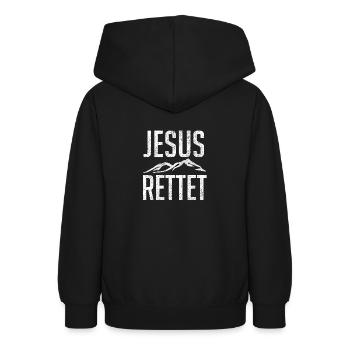 Jesus rettet - Teenager Hoodie - Schwarz - Hinten - AI Model Teenager Male light (155cm)