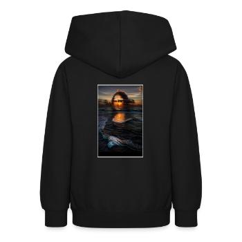 Tableau de la Joconde revue par la Nature - Sweat à capuche Ado - noir - Dos - AI Model Teenager Male light (155cm)