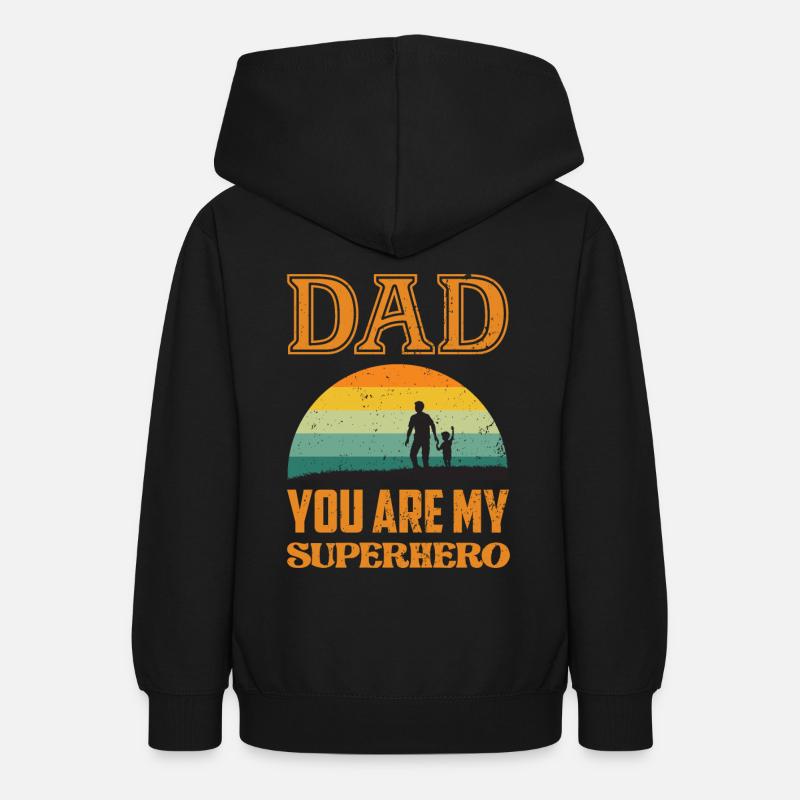 Papa, tu es mon Superhero - Sweat à capuche Ado - noir