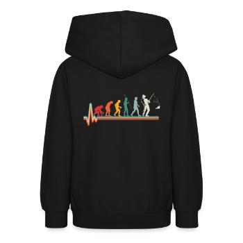Evolution Angler Herzschlag Retro Geschenk - Teenager Hoodie - Schwarz - Hinten - AI Model Teenager Male light (155cm)