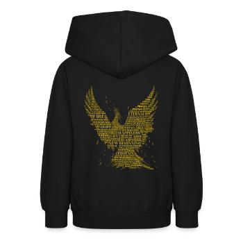 PHOENIX: Conception d’art de mots! Créatures mythiques, mythologie - Sweat à capuche Ado - noir - Dos - AI Model Teenager Male light (155cm)