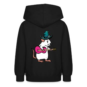 Rongeur Rat Souris Musicien Guitare Musique Enfants Enfant - Sweat à capuche Ado - noir - Dos - AI Model Teenager Male light (155cm)