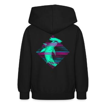 Vaporwave Hammerhai - Teenager Hoodie - Schwarz - Hinten - AI Model Teenager Male light (155cm)