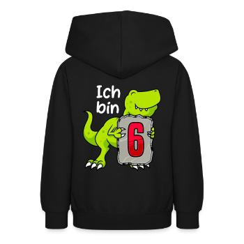 6. Geburtstag Dino Junge 6 Jahre - Teenager Hoodie - Schwarz - Hinten - AI Model Teenager Male light (155cm)