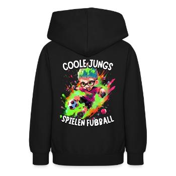 Coole Jungs spielen Fußball für Jungen Fußballer - Teenager Hoodie - Schwarz - Hinten - AI Model Teenager Male light (155cm)