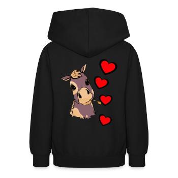 Poulain bébé cheval coeur enfant cadeau d’anniversaire - Sweat à capuche Ado - noir - Dos - AI Model Teenager Male light (155cm)