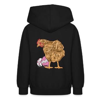 Chicken, Poultry, Poultry, Eggs, Egg, Easter, Easter Egg - Teen Hoodie - black - Back - AI Model Teenager Male light (155cm)