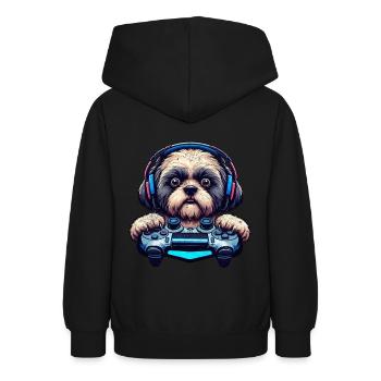 Nerds du jeu, amateurs de chiens Shih Tzu - Sweat à capuche Ado - noir - Dos - AI Model Teenager Male light (155cm)