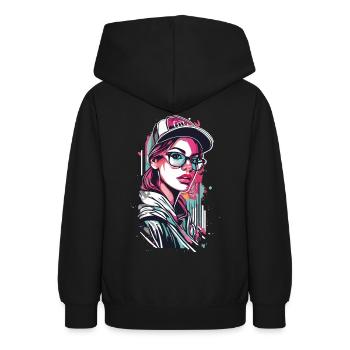 Fille urbaine dans le style Pop Art - Sweat à capuche Ado - noir - Dos - AI Model Teenager Male light (155cm)