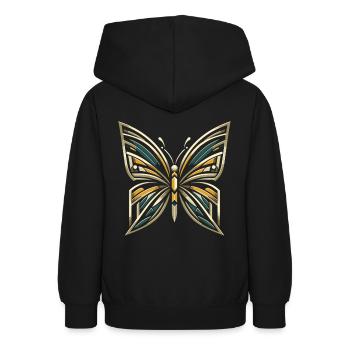 Vintage Elegance : Papillon dans le style des années 20 - Sweat à capuche Ado - noir - Dos - AI Model Teenager Male light (155cm)