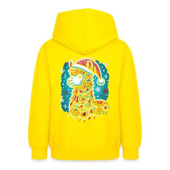 Festliches Lama: Weihnachtszauber - Teenager Hoodie - Gelb - Hinten - AI Model Teenager Male dark (155cm)