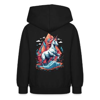 Lustige Einhörner Leuchtende Farben Einhorn - Teenager Hoodie - Schwarz - Hinten - AI Model Teenager Male light (155cm)