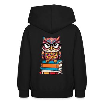 Bücher Eule Für Eulen Liebhaber Und Leseratte - Teenager Hoodie - Schwarz - Hinten - AI Model Teenager Male light (155cm)