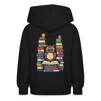 Bücher Eule Für Eulen Liebhaber Leseratte - Teenager Hoodie - Schwarz - Hinten - AI Model Teenager Male light (155cm)