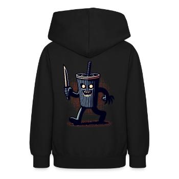 Unheimlicher Psycho Trinkbecher Getränke - Teenager Hoodie - Schwarz - Hinten - AI Model Teenager Male light (155cm)