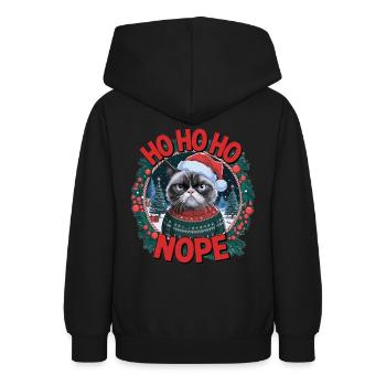 Weihnachtsmuffel-Shirt: Grummelige Weihnachtskatze - Teenager Hoodie - Schwarz - Hinten - AI Model Teenager Male light (155cm)