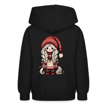 Niedlicher Weihnachtself Skandinavischer Stil - Teenager Hoodie - Schwarz - Hinten - AI Model Teenager Male light (155cm)