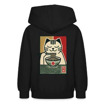 Ramen Nudeln Katzenliebhaber Retro Kawaii Katzen - Teenager Hoodie - Schwarz - Hinten - AI Model Teenager Male light (155cm)
