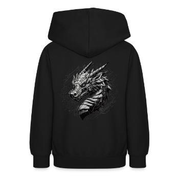 Metallischer Drache - Teenager Hoodie - Schwarz - Hinten - AI Model Teenager Male light (155cm)