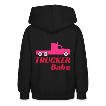 Trucker babe (tracteur) - Sweat à capuche Ado - noir - Dos - AI Model Teenager Male light (155cm)