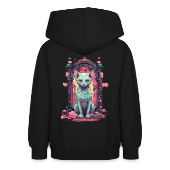 Goth Pastel Sphynx Katze Mystisch und Niedlich - Teenager Hoodie - Schwarz - Hinten - AI Model Teenager Male light (155cm)