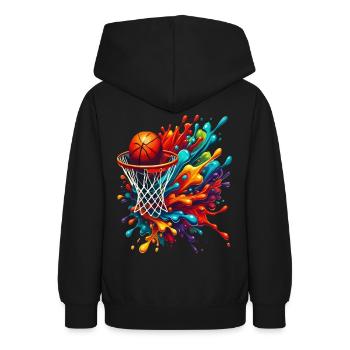 Bunte Basketball Tie Dye Farbe Splash Hoop Net - Teenager Hoodie - Schwarz - Hinten - AI Model Teenager Male light (155cm)