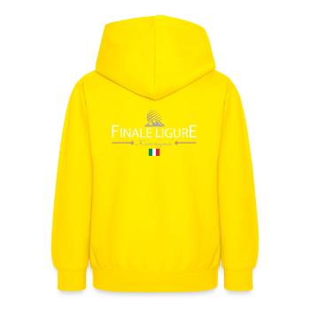 Finale Ligure Klettern - Teenager Hoodie - Gelb - Hinten - AI Model Teenager Male dark (155cm)