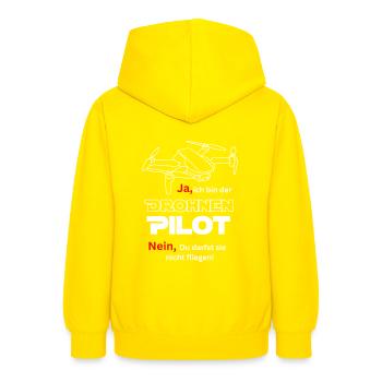 Drone Pilot - Teen Hoodie - yellow - Back - AI Model Teenager Male dark (155cm)