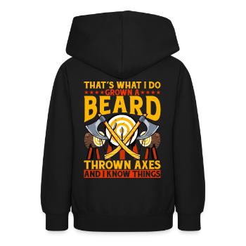 That's what I do growing a beard and throwing axes - Teen Hoodie - black - Back - AI Model Teenager Male light (155cm)