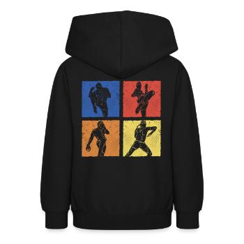 Muay Thai - Teen Hoodie - black - Back - AI Model Teenager Male light (155cm)